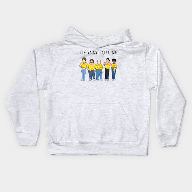 Hernia Hotline Kids Hoodie by ryanbudgie